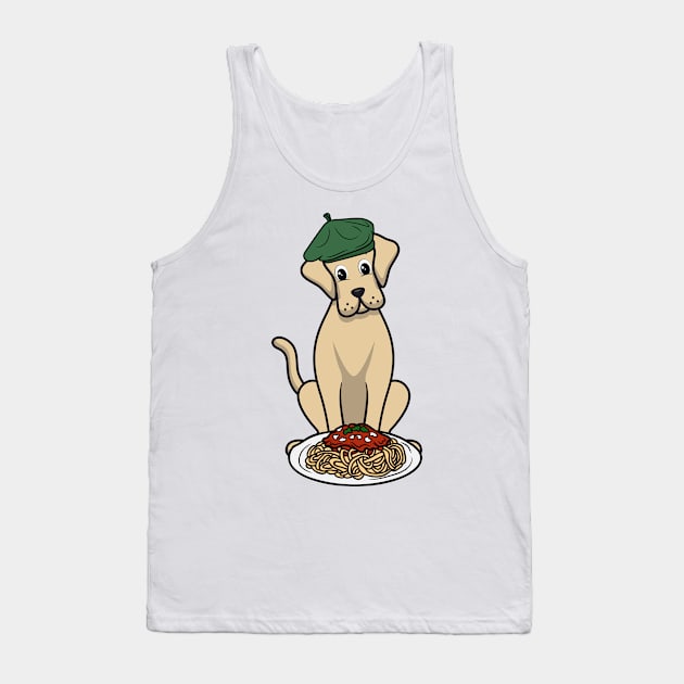 Cute Big Dog is eating spaghetti Tank Top by Pet Station